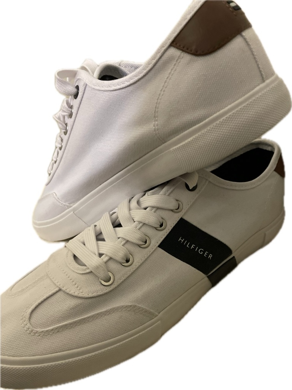Tommy Hilfiger White and Navy Low-Top Men’s Sneaker Size 10 w-Spot - Picture 10 of 13